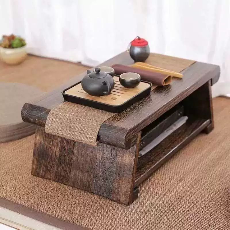 원목 테이블 접이식 일본 다다미 좌탁 거실 실목 탄화 접이식 50x30x20 - 상세 이미지 4