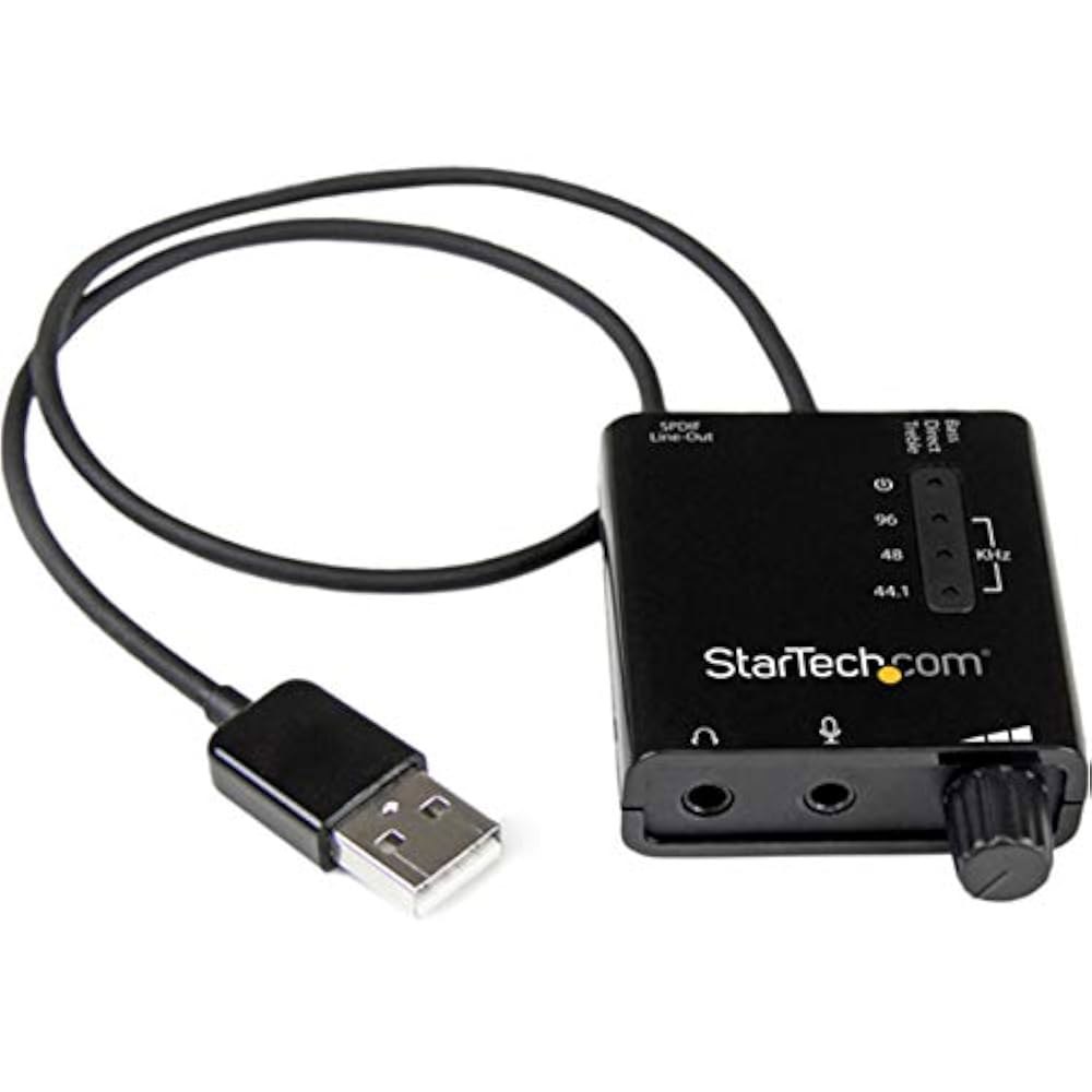노트북 또는 PC용 USB 사운드 카드 u2013 SPDIF 출력(ICUSBAUDIO2D), 블랙 0.6인치 x 1.8인치 w / 디지털 오디오 및 스테레오 마이크 외장 - 상세 이미지 2