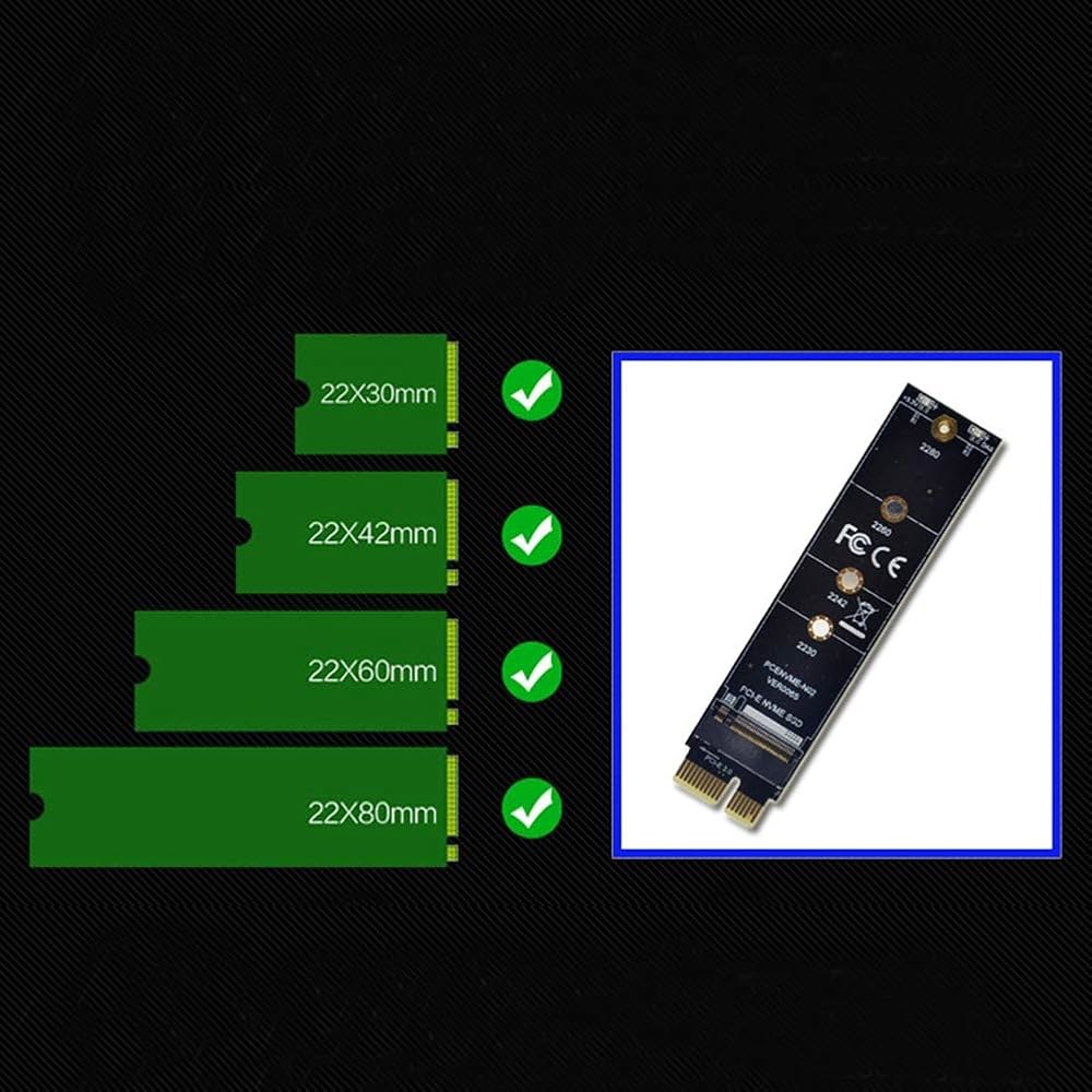 M.2 PCIe 어댑터, M 키 NVME SSD에서 PCI Express 3.0 X1 호스트 컨트롤러 확장 카드, 2230 2242 2260 2280 SSD 지원(SATA 제외) - 상세 이미지 3