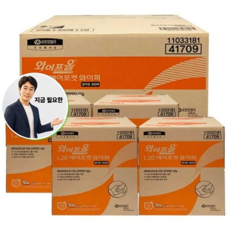 쌍문상회 협력사 쌍문상회 지금 필요한 오물제거 L20 에어포켓 와이퍼 절약형 300매x4카톤 41709 1박스