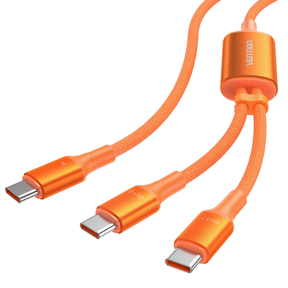 벤션 2in1 140W PD3.1 C to C타입 고속충전케이블 TRU 오렌지, 1개, 1.3m - 상세 이미지 2