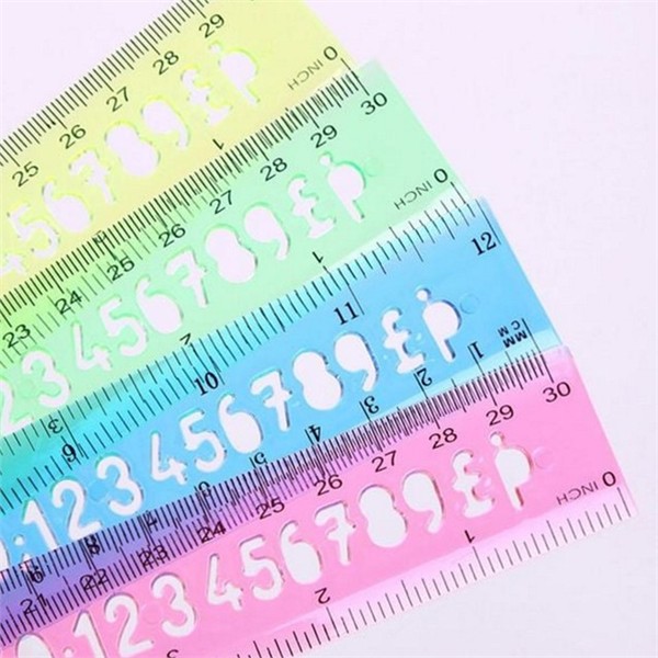 디자인 30cm 도형자 학용품 플라스틱 중학생자 사무용 세트자 4개 - 상품 이미지