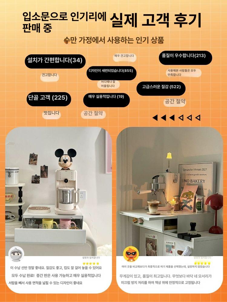 전자레인지수납장 2단 슬라이드 서랍식 수납 선반 렌지대 주방 거치대 오븐랙 캐비닛 - 상세 이미지 4