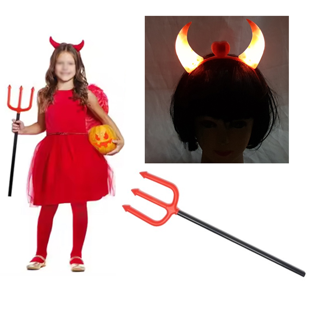 붉은 악마 머리띠 삼지창 세트 월드컵 축구 응원 할로윈데이 코스튬 데코 파티 소품 - 상품 이미지