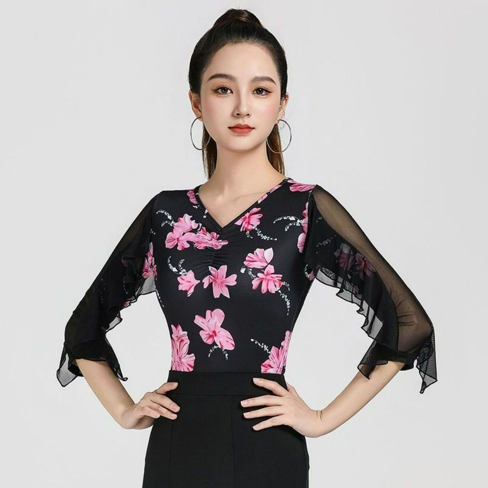 티셔츠 사교 반팔티 방송 댄스복 라인댄스 반팔티셔츠 여성 여름 이너 레이어드 여자 나시 - 상품 이미지