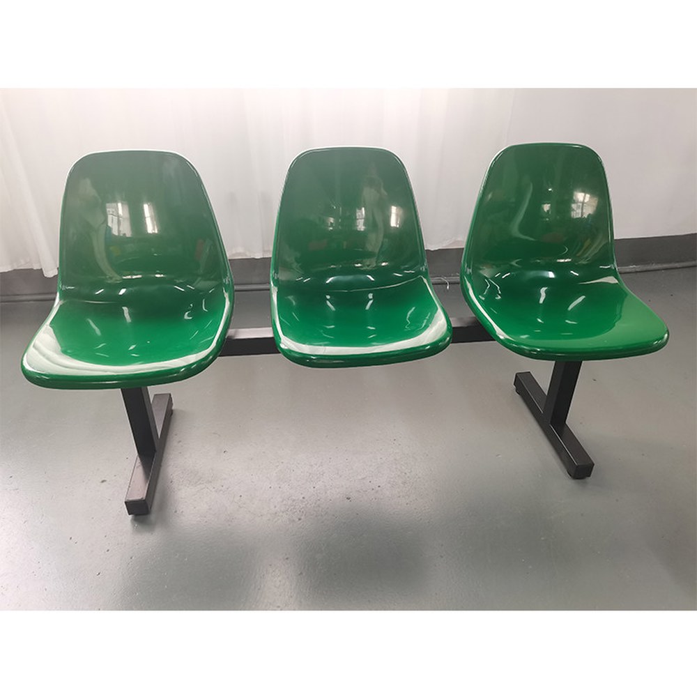 플라스틱 야외벤치 3인용 공원 지하철 플라스틱벤치 야외가구 버스정류장 철제 등받이 두 사람 자리 로즈 - 상품 이미지