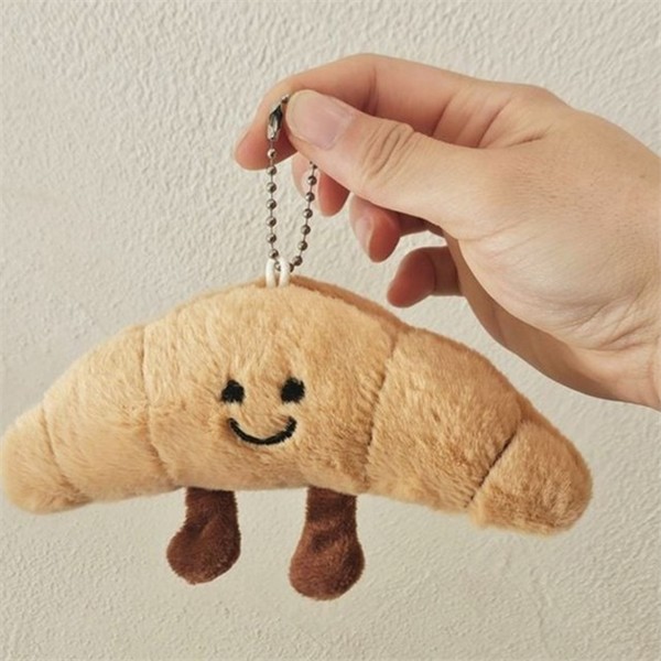 귀여운 크루아상 인형 열쇠고리 봉제 크루아상 인형 가방 빵모양 선물 - 상품 이미지
