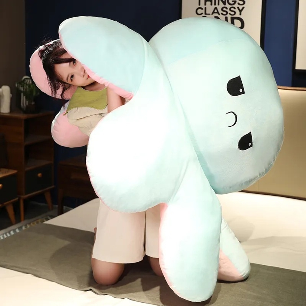 양면 문어 쿠션인형 뒤집어서 색상변경 얼굴변경 낮잠쿠션 소품 홈데코 분홍 하늘 양면 30cm - 상세 이미지 4