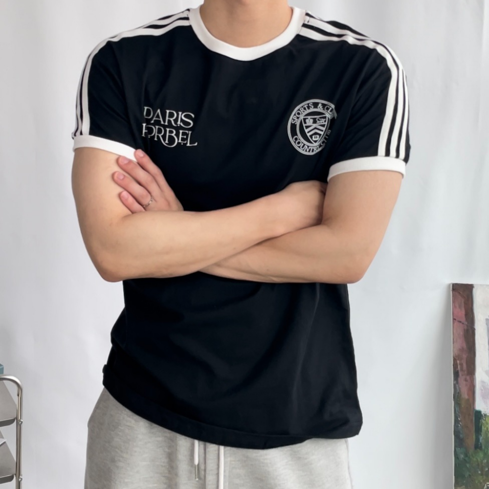 남자링거티 머슬핏링거티 트랙 여름 반팔 세미머슬핏 티셔츠 - 상품 이미지