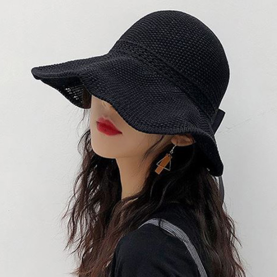 썬캡 모자 햇빛 여자 가리개 조깅 선캡 산책 런닝 여름 차단 자외선 여행 바캉스 리본 - 상품 이미지