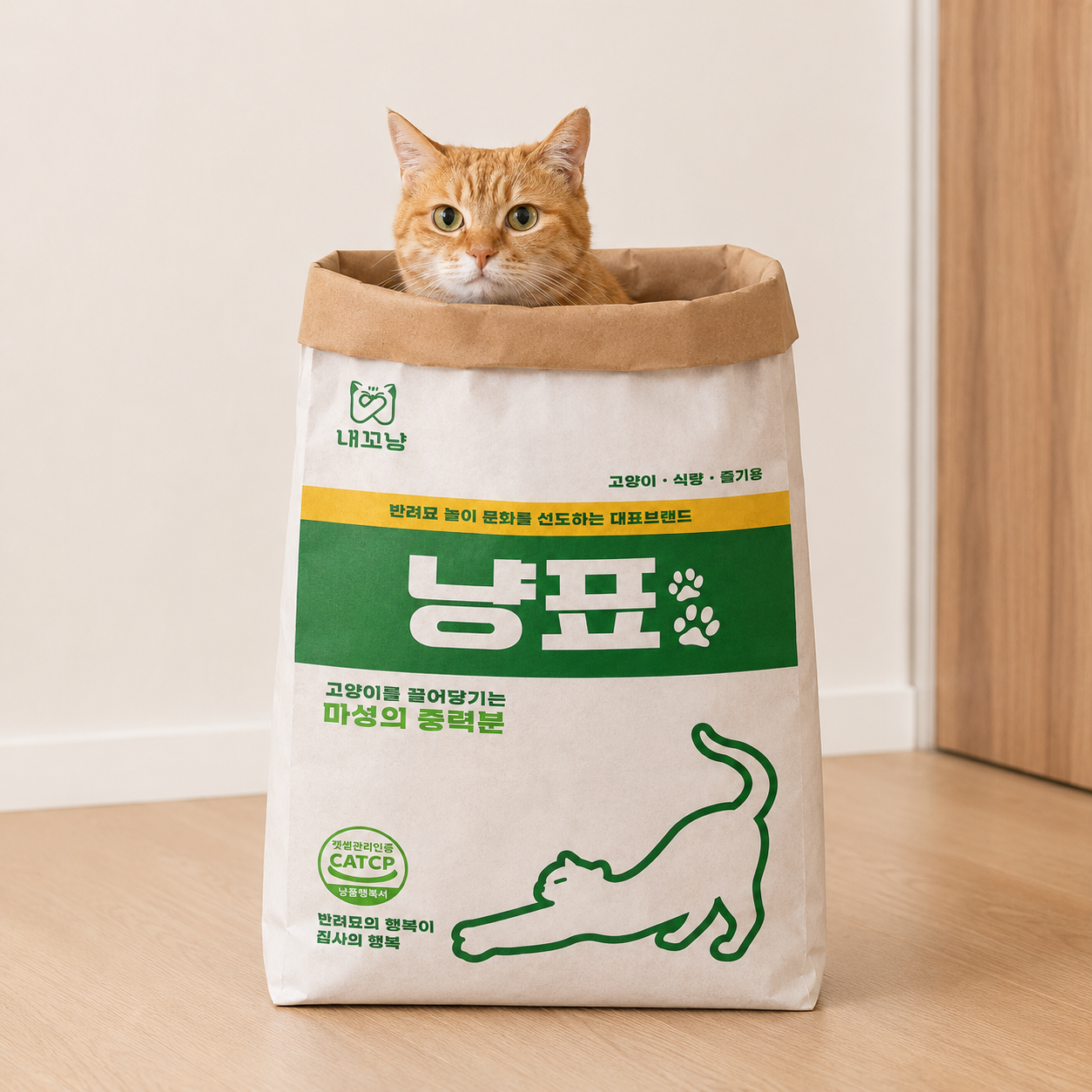 내꼬냥 고양이 바스락 숨숨집 대형 터널 냥표 냥봉투 84 X 39.5CM - 메인 이미지