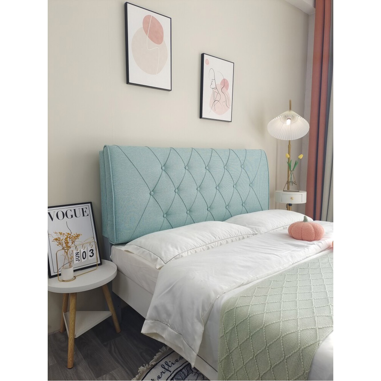 침대벽쿠션 침대등받이 침대 쿠션 스펀지 30 커버는 대형 세로50 보드 인테리어 90 50 10혼방자수 무당벌레 - 상세 이미지 2