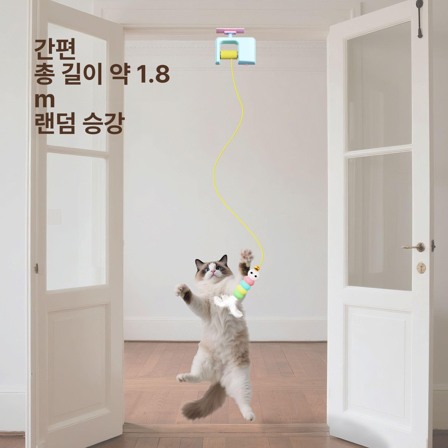 고양이 장난감 먹이 자동 겸용 퍼즐 요요 리프팅 강아지 블루 [손이 자유로워진 전동 고양이 장난감] - 상세 이미지 2