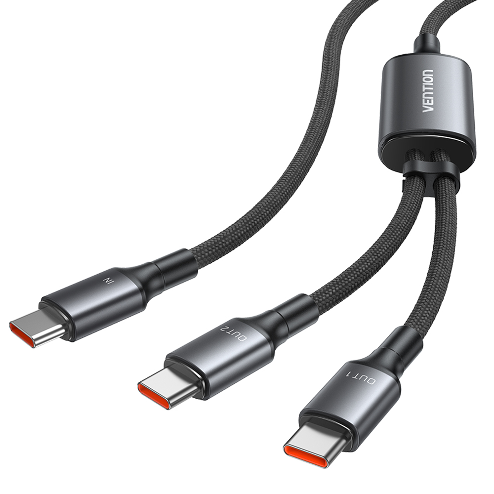 벤션 2in1 140W PD3.1 C to C타입 고속충전케이블 TRU 블랙, 1개, 1.3m - 상세 이미지 2