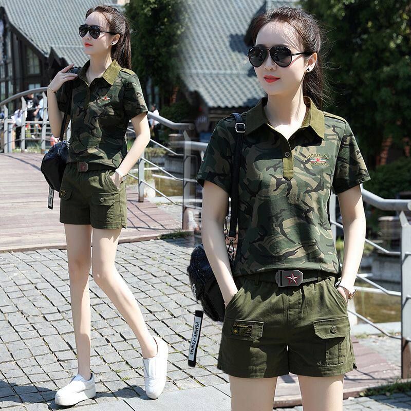 군복 자켓 반팔 투피스세트 티셔츠 반팔티 상하의 남성 트레이닝 반바지 여름 남자 캐주얼 - 상세 이미지 5