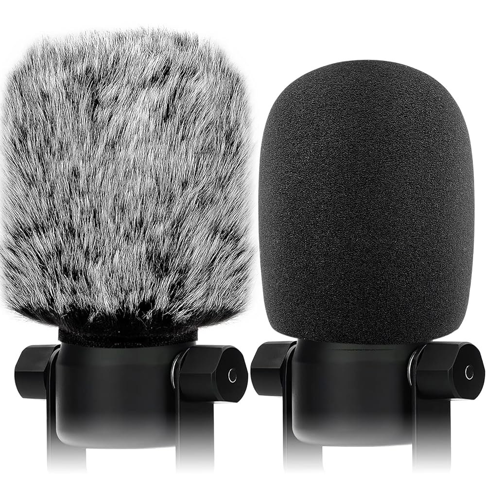 로드 포드믹, 프로캐스터, 팟캐스터, NT1, NT1-A, NT2-A, NT-USB, K2, NT1000, NT2000과 호환되는 윈드스크린 팝 필터, 컴보 2팩과 마이크 폼 커버 - 상품 이미지
