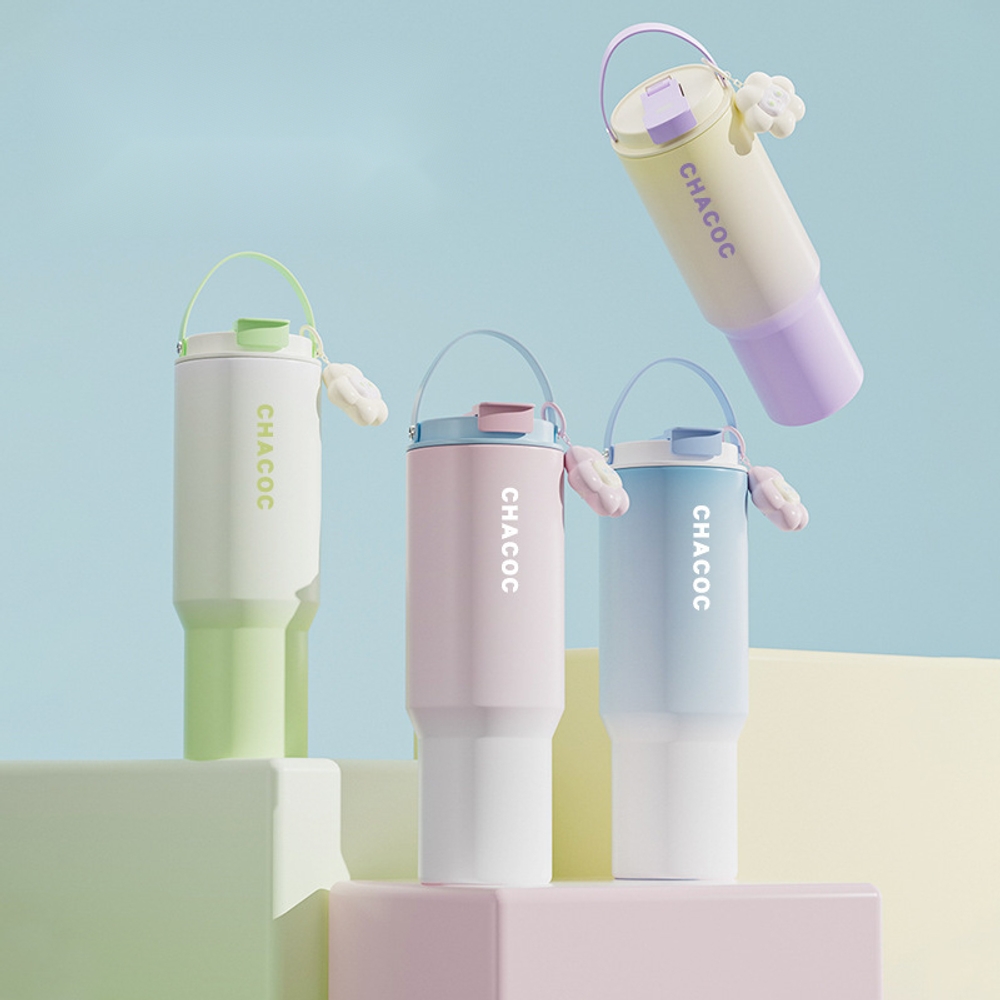 캔디파스텔 텀블러 보온 보냉 600ml 900ml 대용량 진공 단열 물병 316 스테인리스 그라데이션 그린 600ml - 상품 이미지
