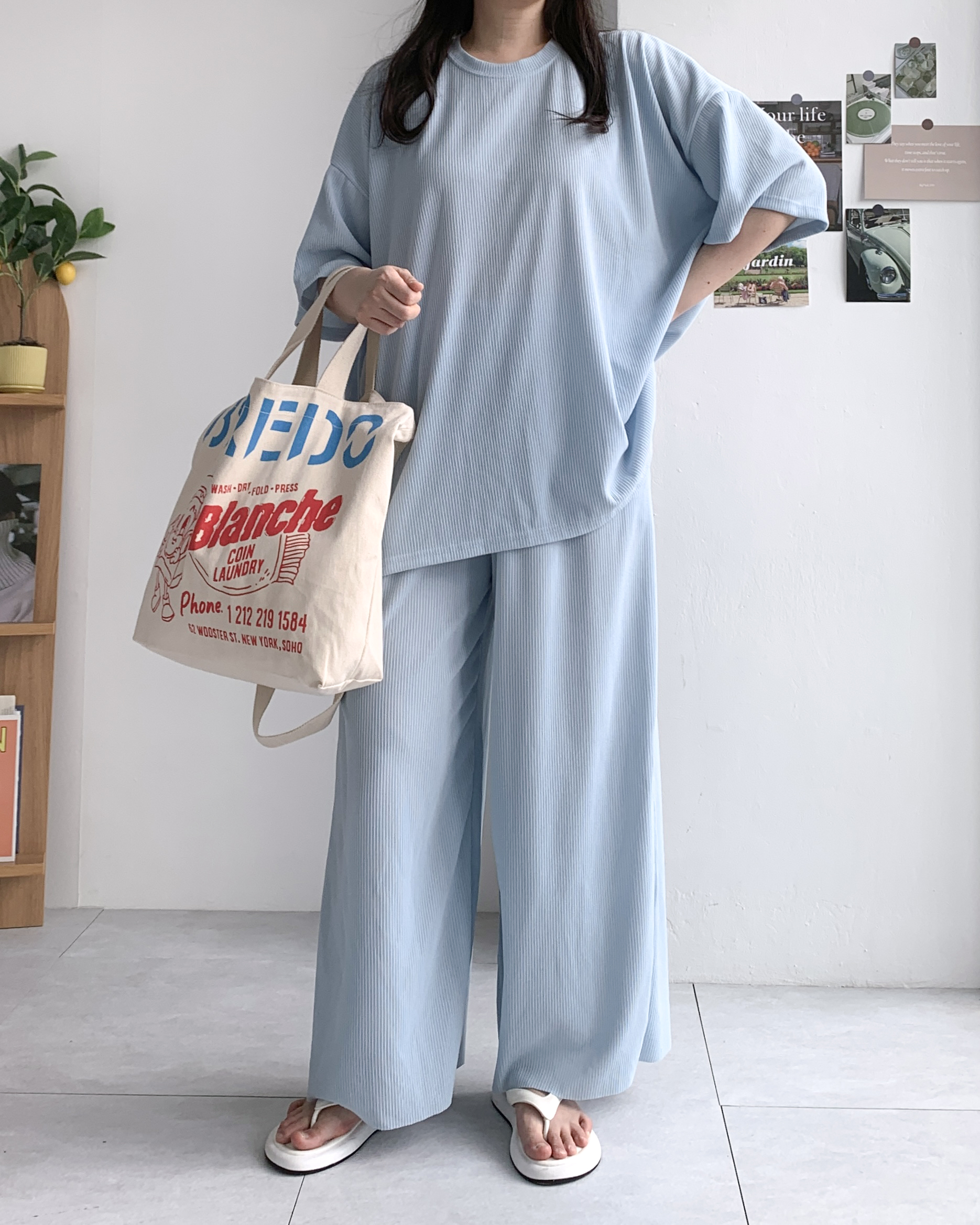 쿨링 하늘 여름투피스세트 빅사이즈투피스세트 맘룩 - 상세 이미지 3
