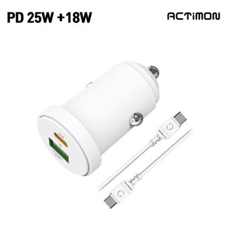 엑티몬 차량용 PD 25W 초고속 + 18W 고속 충전기 C+USB  C to C - 상품 이미지
