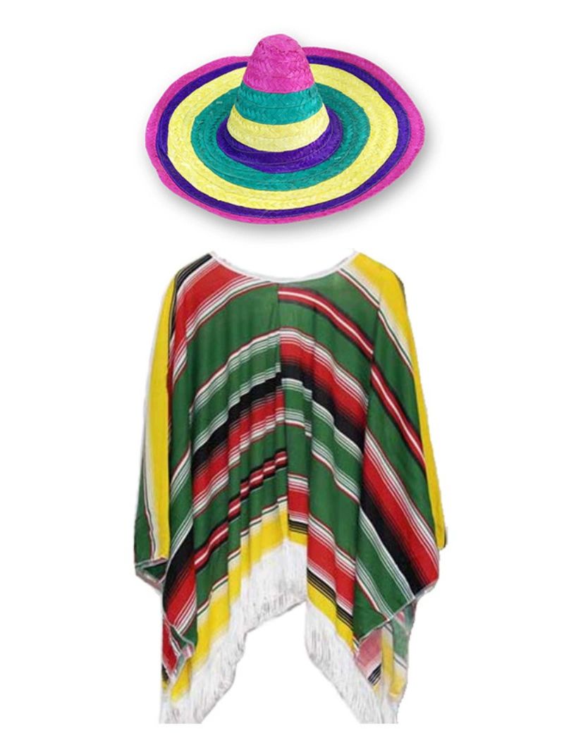 멕시코 판초 코스튬 페루 코스프레 성인용 망토 인디언 몽골 의상 민속 축제 이벤트 행사용 - 상품 이미지