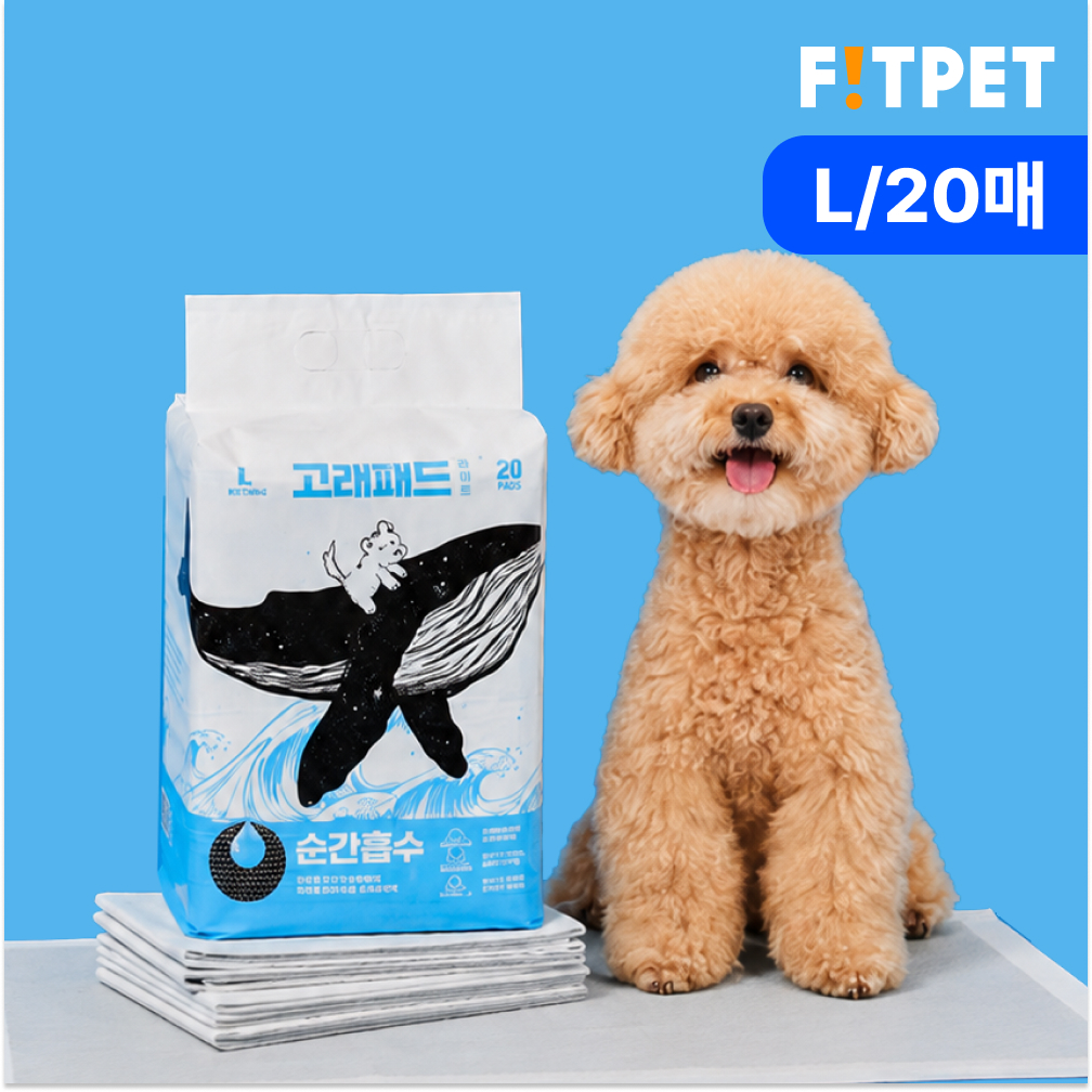강아지 배변패드 대형 소형 애견 고래패드 1초 흡수 라이트_L, 20매입, 1개 - 메인 이미지
