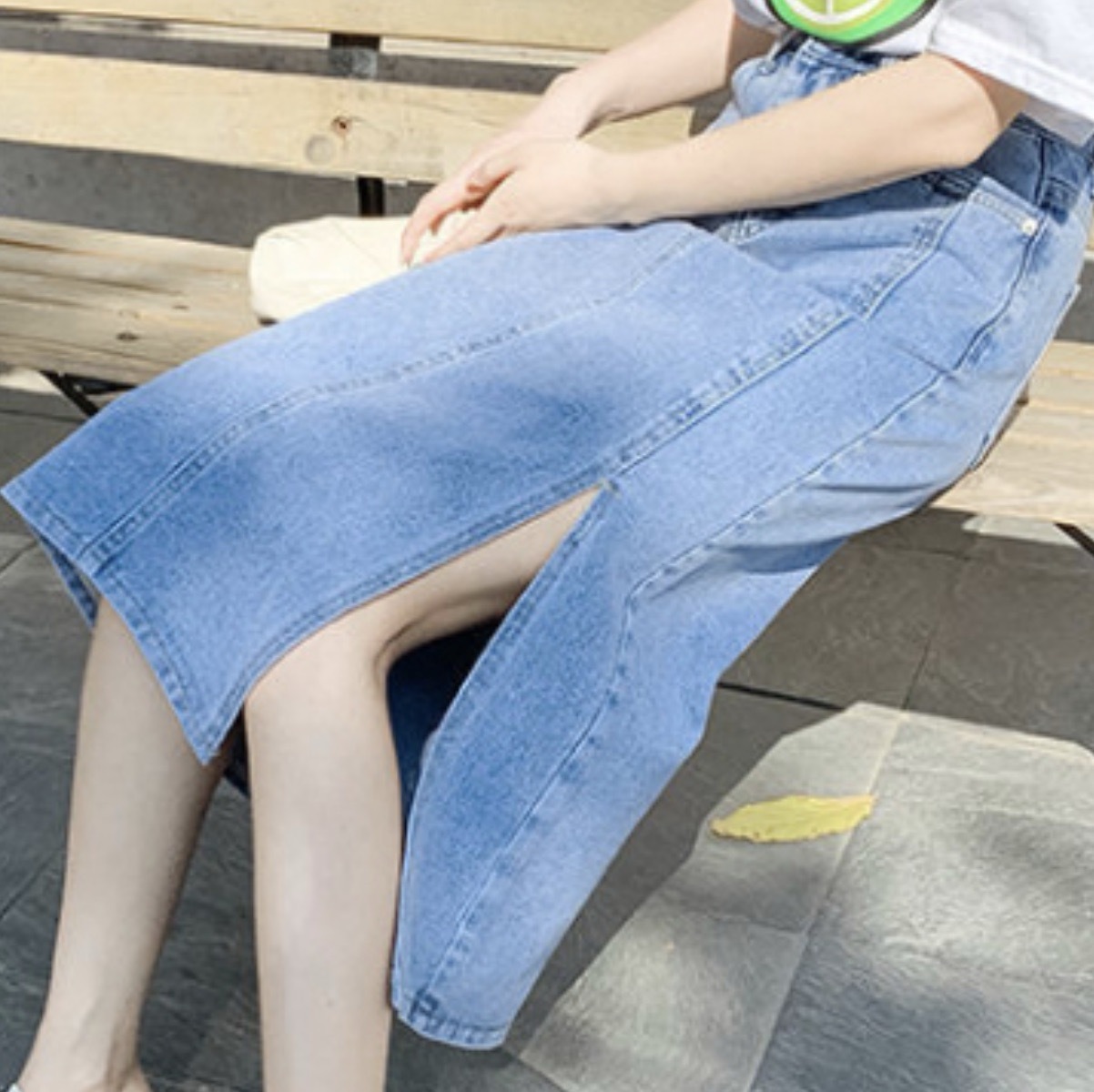 앞트임데님스커트 슬릿청치마 여성미디스커트 - 상품 이미지