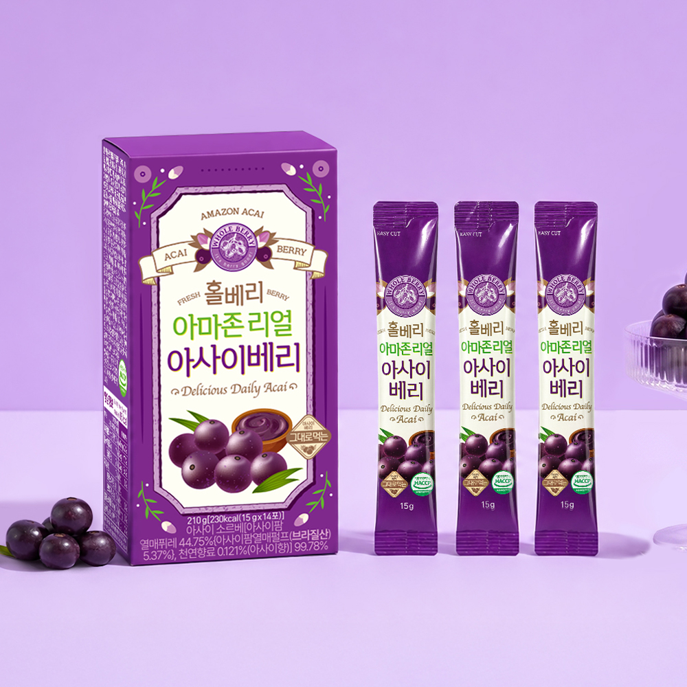 홀베리 아마존리얼 아사이베리 15g 삼바존 아사이베리 퓨레 14포, 4개 - 상세 이미지 3