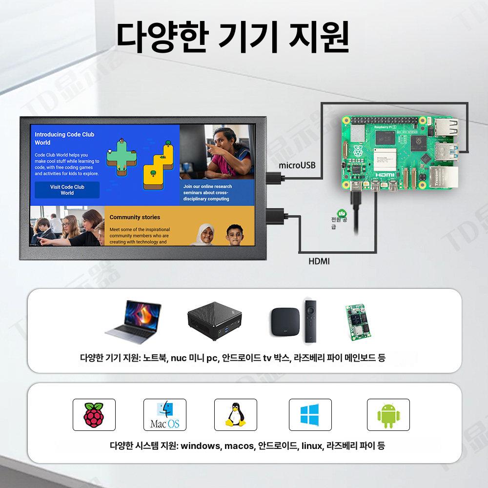 후방카메라 모니터 7인치 차량 HDML 디스플레이 5인치 HD IPS HDMI 뒷면 스탠드 - 상세 이미지 5