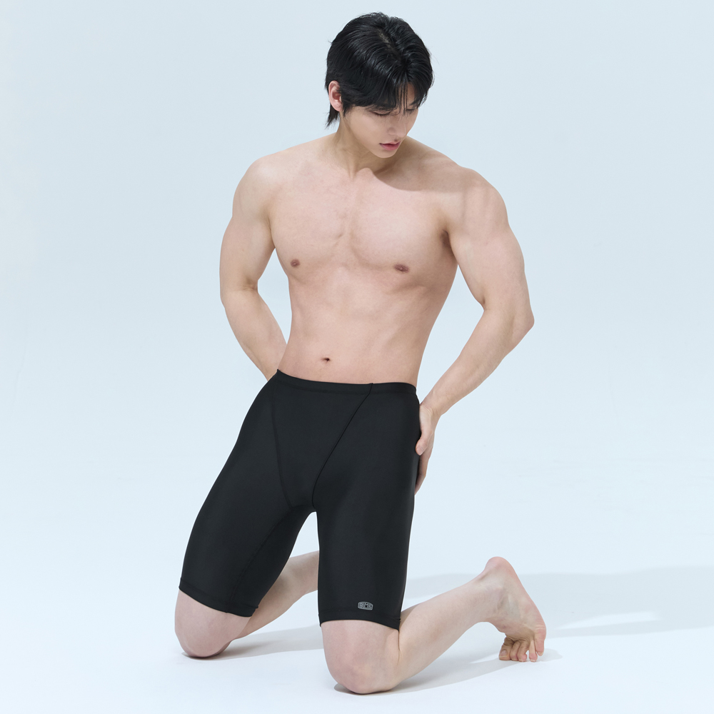 블랙몬스터핏 베이직 사각 남자 수영복 4부 실외 실내 수영장 남성 빅사이즈 - 상세 이미지 4