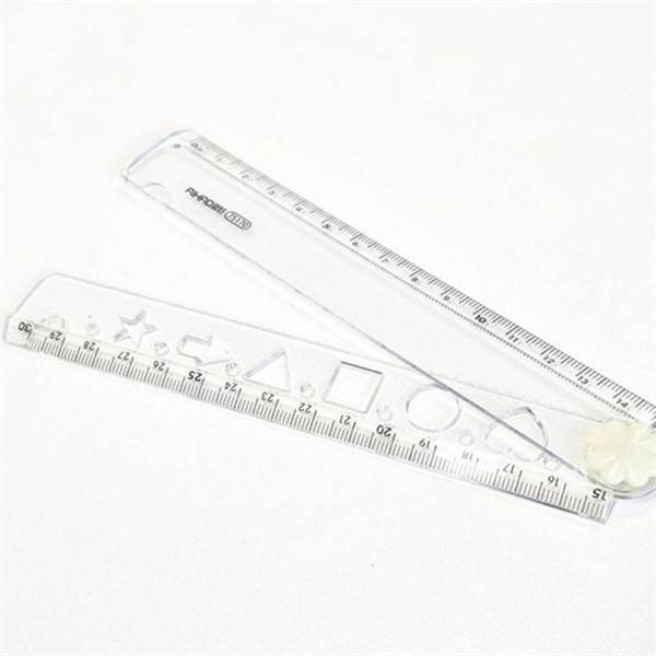 휴대 접이식 식자 투명 플라스틱 학용품자 30cm 학생용 투명 - 메인 이미지
