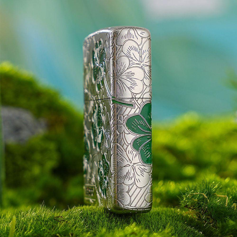 ZIPPO 라이터 네잎클로버 방풍 기름 오일 - 상세 이미지 3