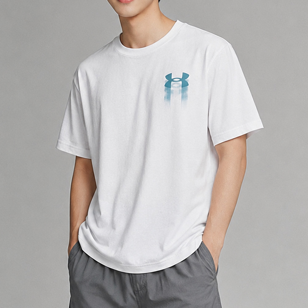 언더아머 반팔티셔츠 UA 블러 로고 SS 남성 화이트 6009245-100 - 상세 이미지 3