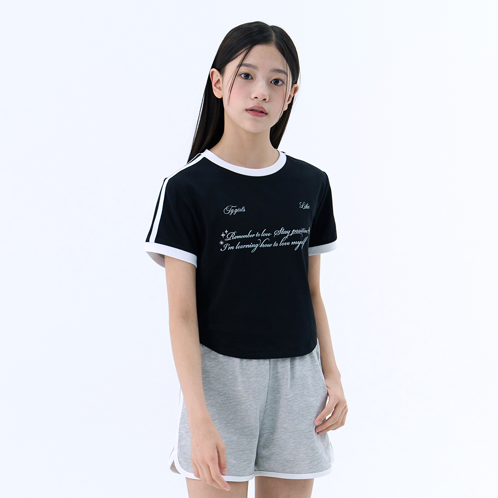 [2장이상 5%]더데이걸 샤이닝 테잎 장식 반팔티 TGRA26514 - 상세 이미지 4