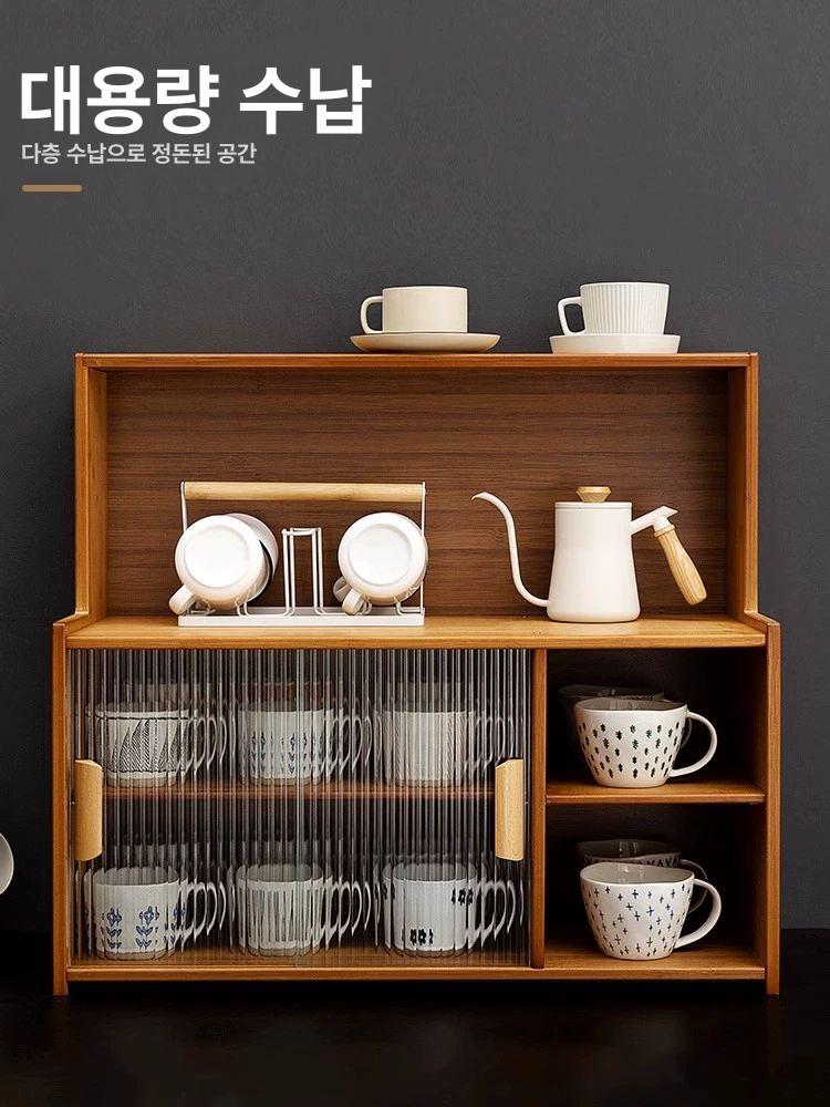 원목 빈티지 미니찬장 수납장 선반 캐비닛 그릇장 진열장 생활용품 정리장 - 상세 이미지 4