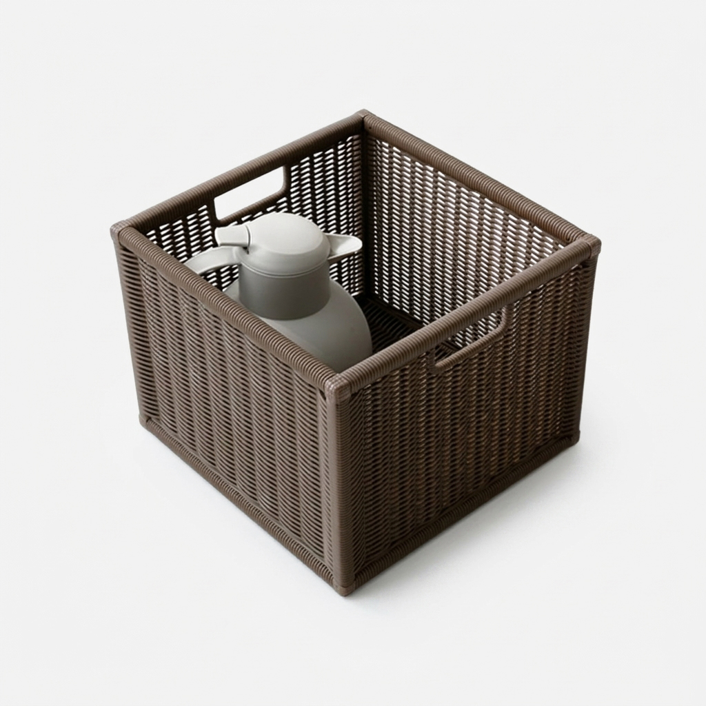 알로타 바스켓 6L 라탄 WP3001 305x305x240mm, 1단, 다크브라운 7375.1336 - 상세 이미지 4