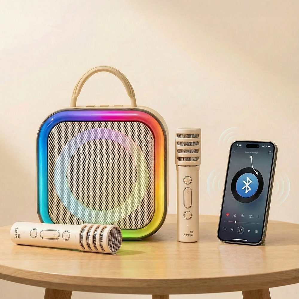 휴대용 LED 무드등 블루투스 스피커 노래방 야외 캠핑 홈파티 거실 MP3 + 무선마이크 - 상세 이미지 3