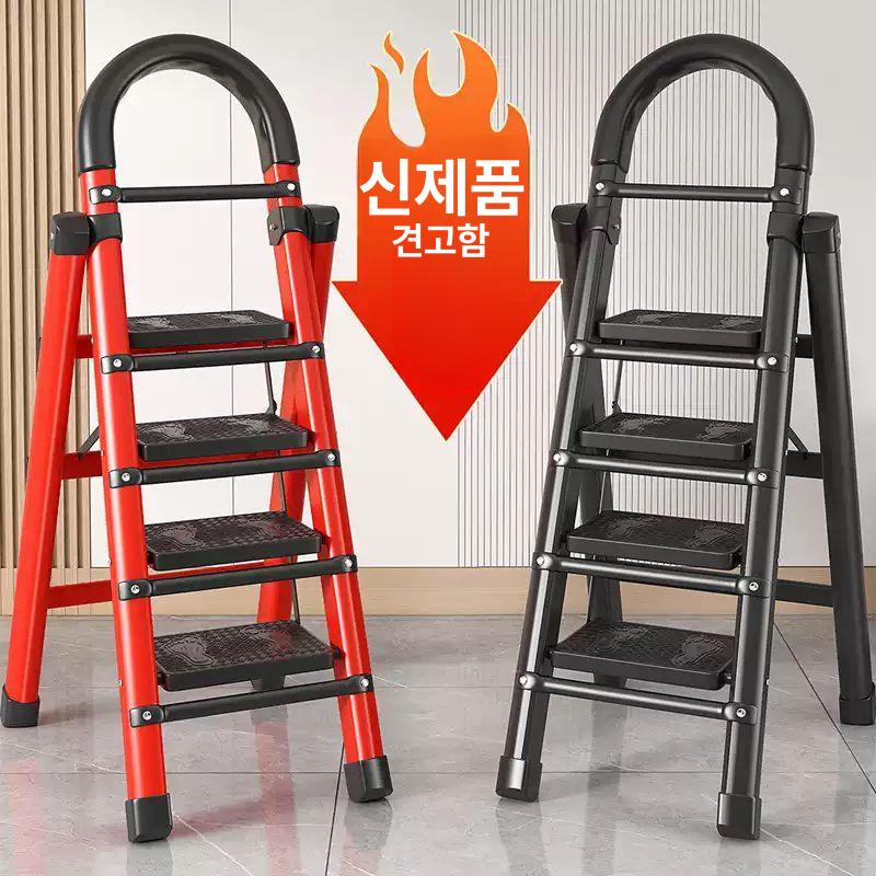다층 접이식 실내용 미끄럼방지 두꺼운 가정용 표준 두꺼운 레드 5단 - 상세 이미지 2