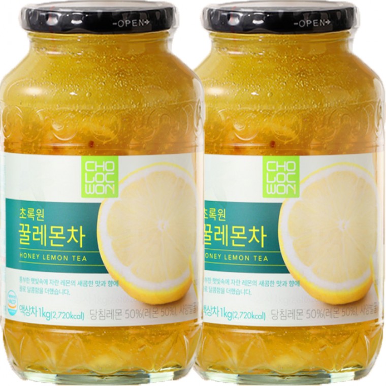 초록원 꿀레몬차 2Kg(1kg x 2병) - 상품 이미지