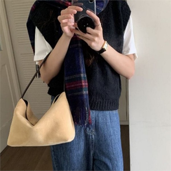 데일리 여성 숄더백 스웨이드 숄더백 베이직 캐주얼 가죽 - 상품 이미지