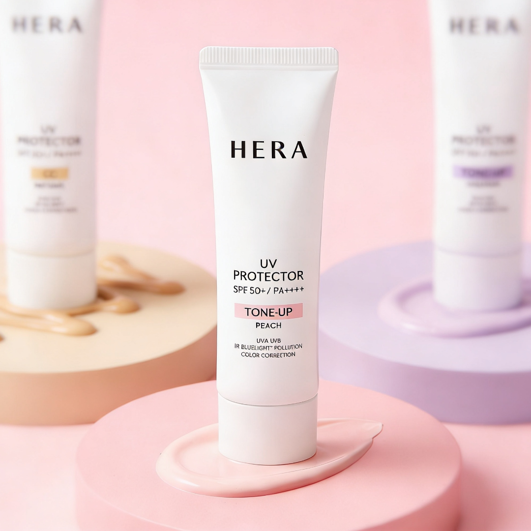헤라 톤업 선크림 피치 유브이 프로텍터 톤업 50ml 톤업크림 / 유통기한 28년
