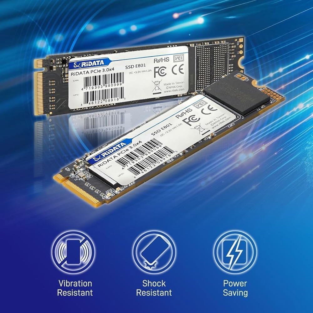 Ridata E801 1TB NVMe M.2 PCIe Gen3x4 2280 SSD 내장 솔리드 스테이트 드라이브 3D NAND 읽기 최대 2200MB/s 쓰기 1800MB/s - 상세 이미지 3