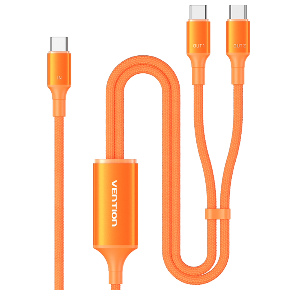 벤션 2in1 140W PD3.1 C to C타입 고속충전케이블 TRU 오렌지, 1개, 1.3m - 상품 이미지