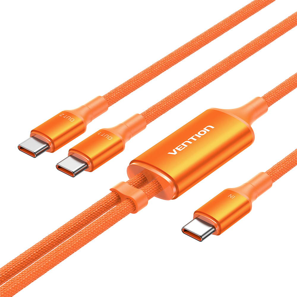 벤션 2in1 140W PD3.1 C to C타입 고속충전케이블 TRU 오렌지, 1개, 1.3m - 상세 이미지 3
