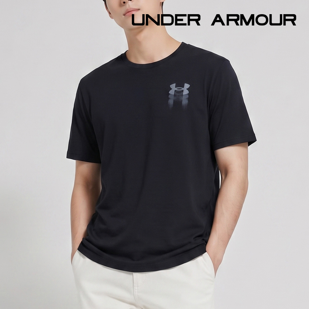 언더아머 반팔티셔츠 UA 블러 로고 SS 남성 블랙 6009245-001 이미지 6