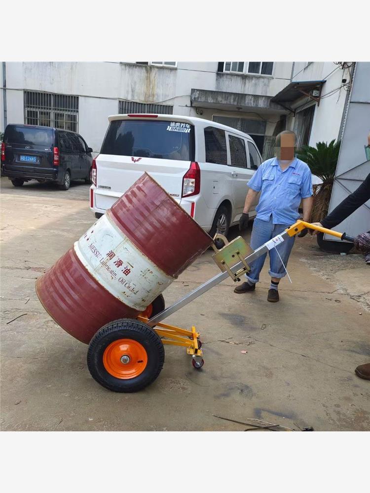 드럼캐리어 유압식 리프팅 운반대 200kg 고무바퀴 오일통 물통 이동식 핸들 클램프 - 상세 이미지 5