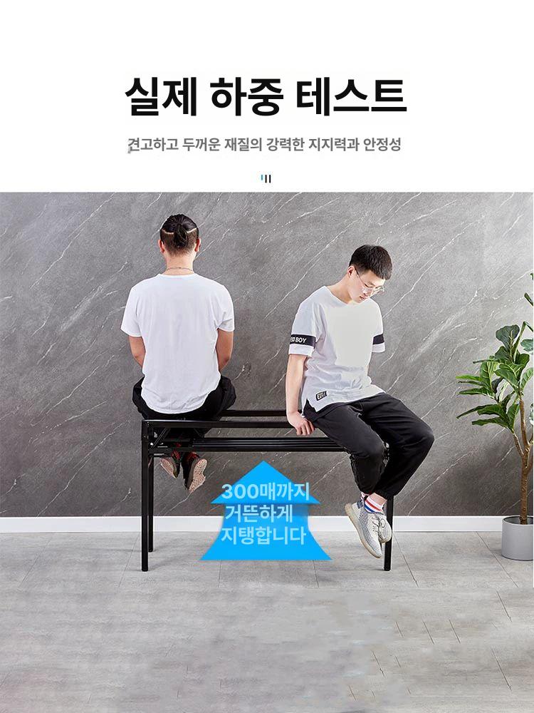 접이식 테이블 프레임 철제 식탁 다리 선반 상 받침대 블랙 단층 76Lx38Wx73 A - 상세 이미지 5