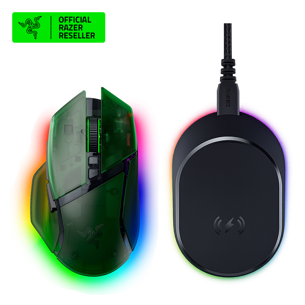 레이저코리아 Basilisk V3 Pro 35K 게이밍 마우스+충전독세트 팬텀 그린 에디션 - 상품 이미지