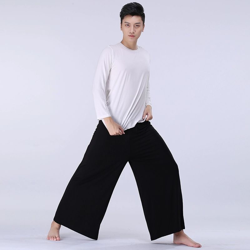 남자 남성용 모던댄스팬츠 바지 편안한 트레이닝 와이드핏 A 블랙 - 상세 이미지 5