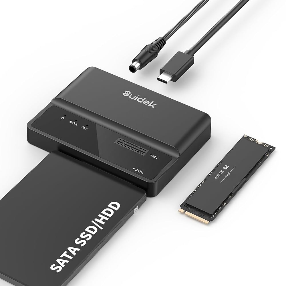 SUIDEK NVMe SSD 인클로저, 10Gbps USB to M.2 및 SATA 어댑터 도구 무료 PCIe 외장 하드 드라이브 리더, M.2(M Key&M+B Key)와 호환 - 상품 이미지