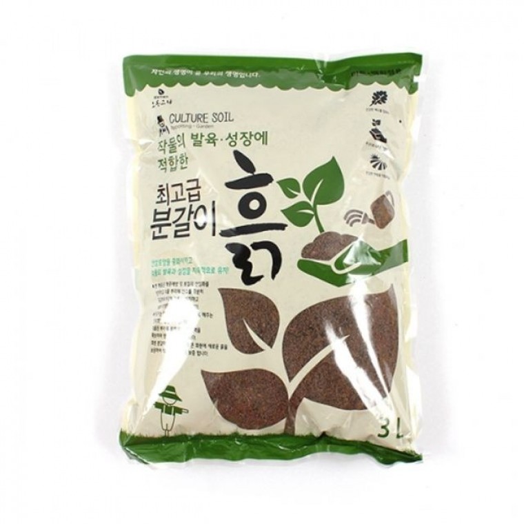 초록스타 분갈이흙 3L 배양토 원예용 화분 상토 다육이 식물흙 저염성 혼합토양 - 상품 이미지